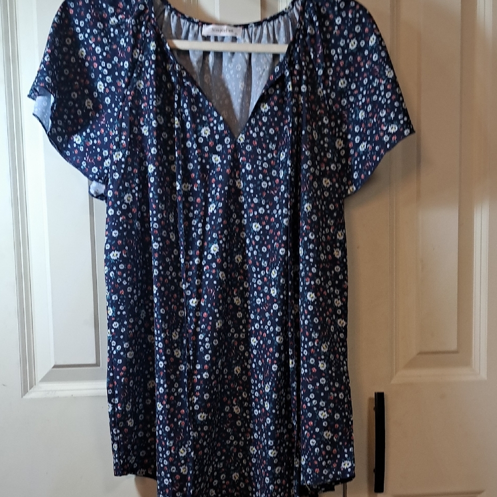 Navy Floral Women's Blouse
